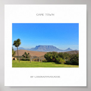 Cape Town Table Mountain Green Grass Poster