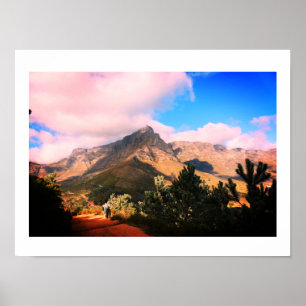 Cape Town Table Mountain Hikers Hiking View Poster