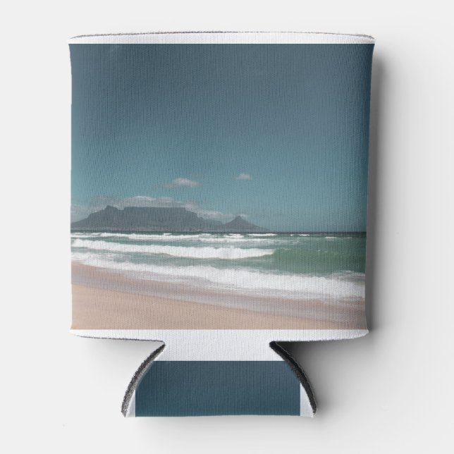 Cape Town Table Mountain Ocean Can Cooler (Front)