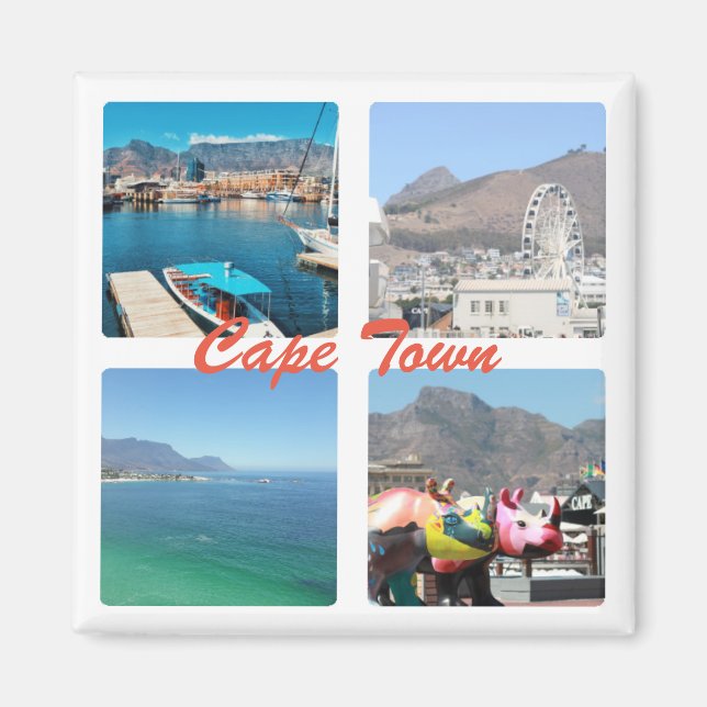 Cape Town Table Mountain Ocean Collage Magnet (Front)