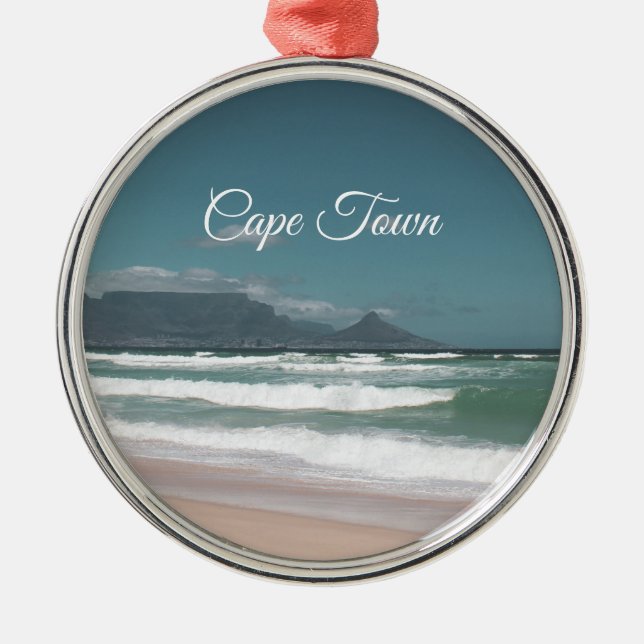 Cape Town Table Mountain Ocean Metal Tree Decoration (Front)