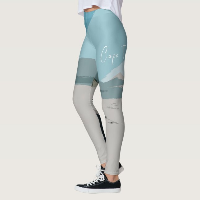 Cape Town Table Mountain Ocean Sketch Leggings (Left)