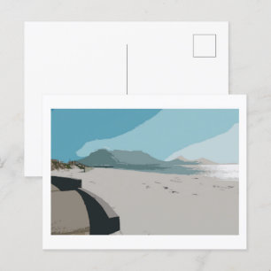 Cape Town Table Mountain Ocean Sketch Postcard