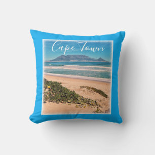 Cape Town Table Mountain Ocean Waves Beach Cushion