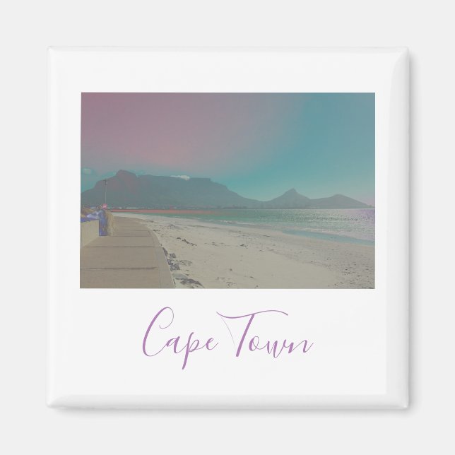 Cape Town Table Mountain Ocean Waves Beach Magnet (Front)