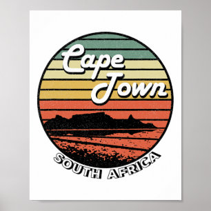 Cape Town Table Mountain South Africa Vintage Poster