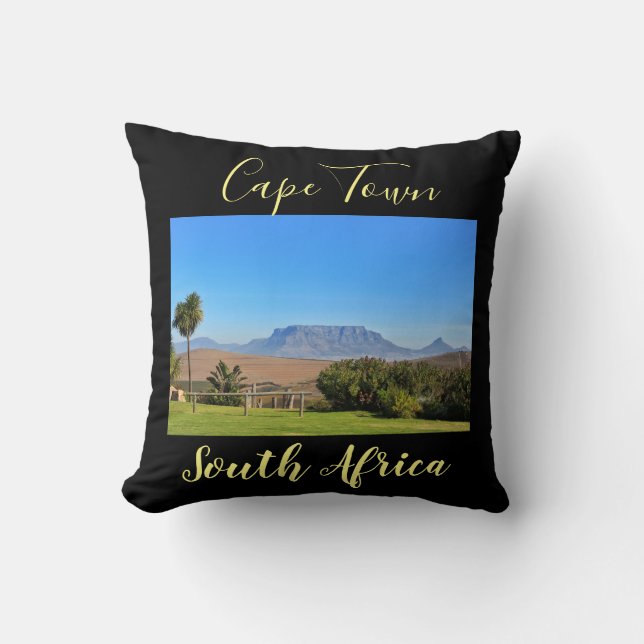 Cape Town Table Mountain View Grass Cushion (Front)