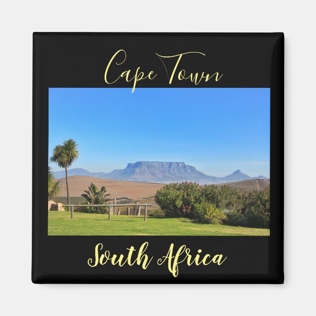 Cape Town Table Mountain View Grass Magnet (Front)