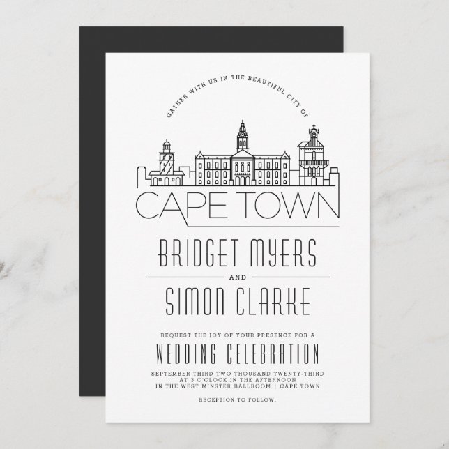 Cape Town Wedding | Skyline Invitation (Front/Back)