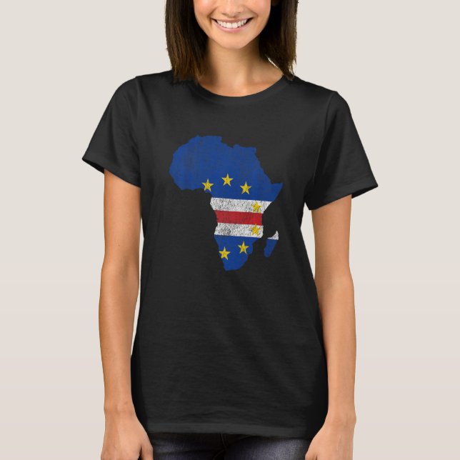 Cape Verde Flag Africa Continent Silhouette Cabo V T-Shirt (Front)