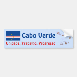 Cape Verde Flag and Map Bumper Sticker
