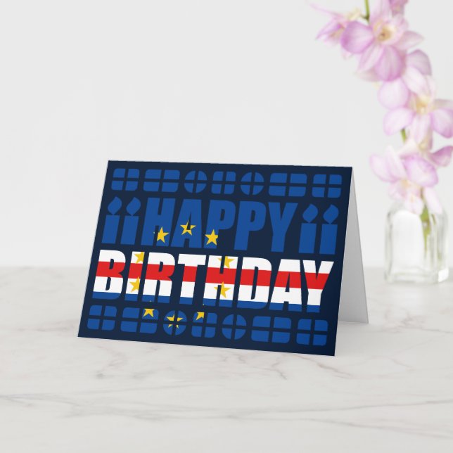 Cape Verde Flag Birthday Card (Orchid)