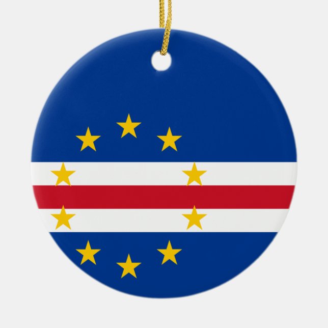 Cape Verde Flag Ceramic Tree Decoration (Front)