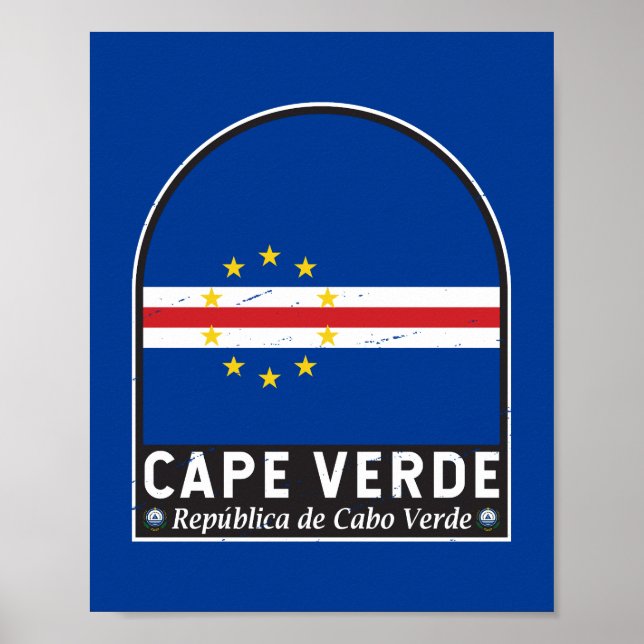 Cape Verde Flag Emblem Distressed Vintage Poster (Front)