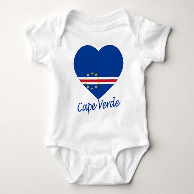 Cape Verde Flag Heart Baby Bodysuit (Front)