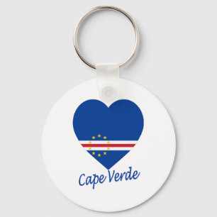 Cape Verde Flag Heart Key Ring