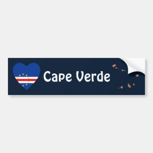 Cape Verde Flag Heart + Map Bumper Sticker