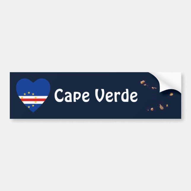 Cape Verde Flag Heart + Map Bumper Sticker (Front)