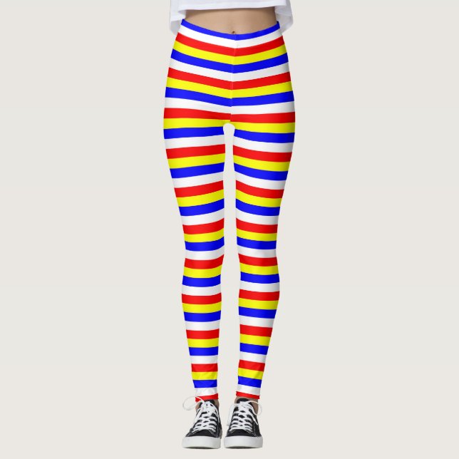 Cape Verde flag stripes country pattern symbol Leggings (Front)