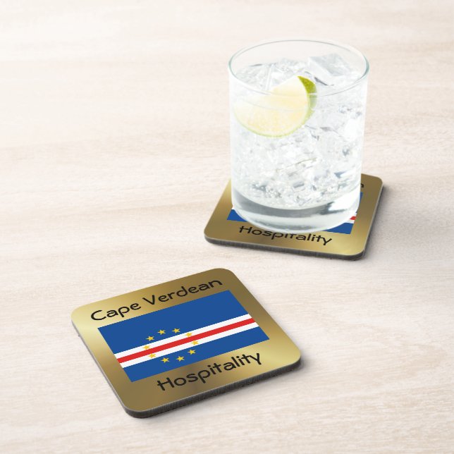 Cape Verde Flag+Text Coaster (Right Side)