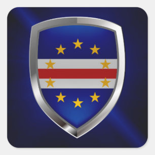 Cape Verde Mettalic Emblem Square Sticker