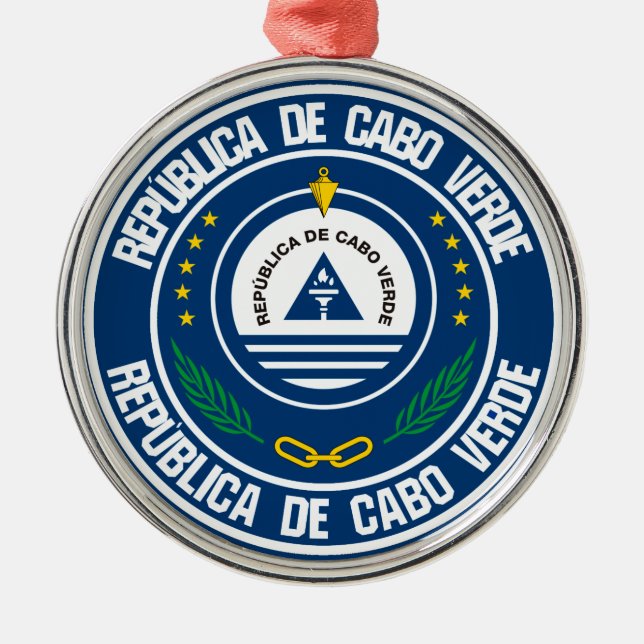 Cape Verde Round Emblem Metal Tree Decoration (Front)