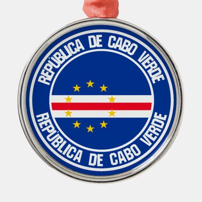 Cape Verde Round Emblem Metal Tree Decoration (Front)