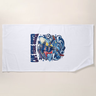 Cape Verde Soccer Skeleton Striker Nations Premium Beach Towel