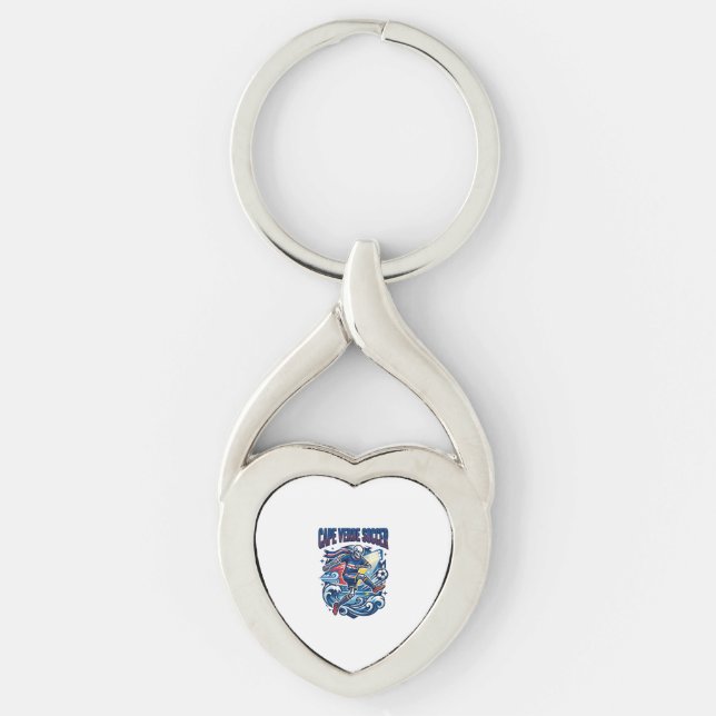 Cape Verde Soccer Skeleton Striker Nations Premium Key Ring (Front)