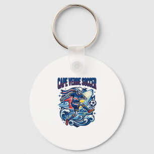 Cape Verde Soccer Skeleton Striker Nations Premium Key Ring