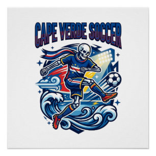 Cape Verde Soccer Skeleton Striker Nations Premium Poster