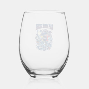 Cape Verde Soccer Skeleton Striker Nations Premium Stemless Wine Glass