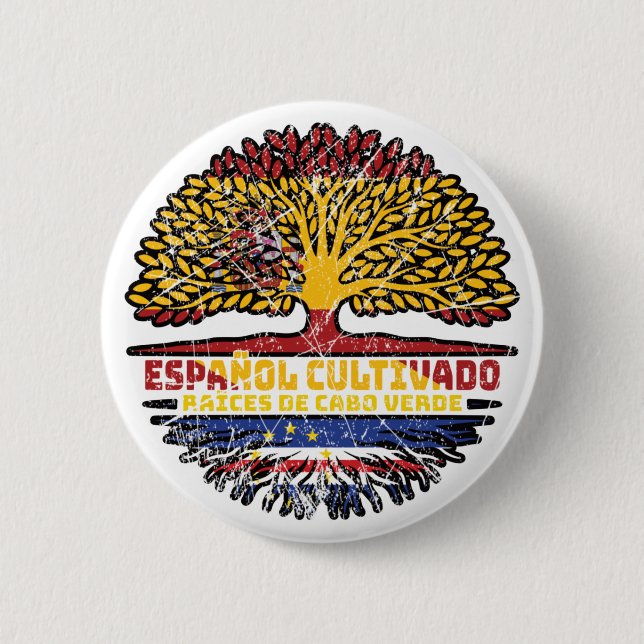 Cape Verde Spain Spanish Tree Roots Flag 6 Cm Round Badge (Front)