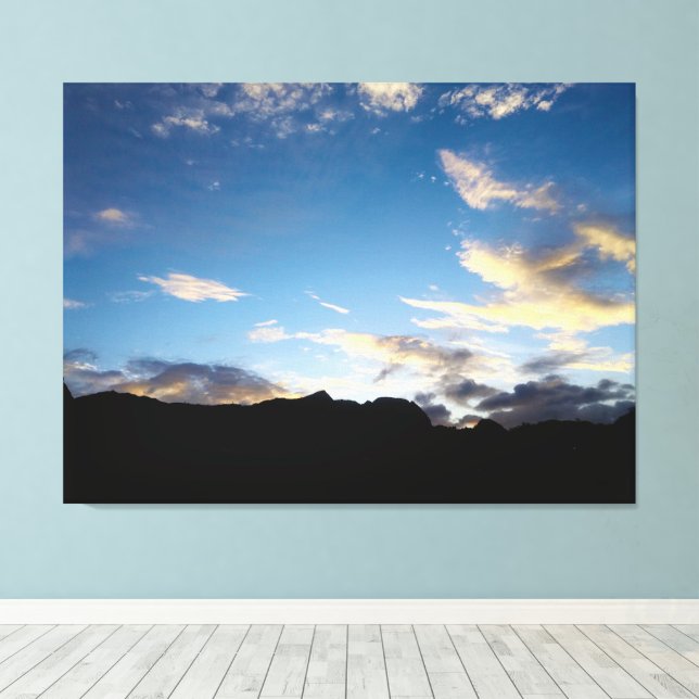 Cape Verde Twilight Mountain Silhouette Bold Sky Canvas Print (Insitu(Wood Floor))