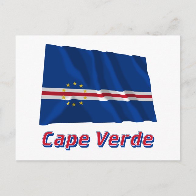 Cape Verde Waving Flag with Name Postcard (Front)