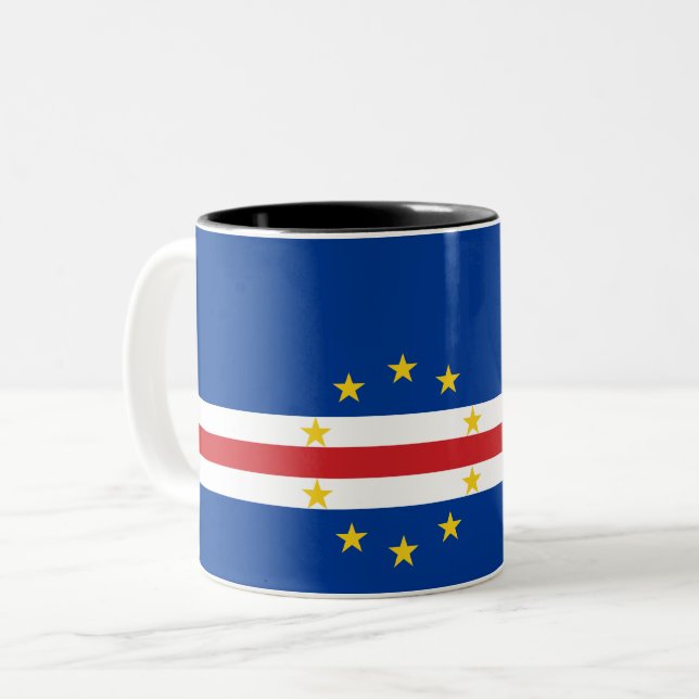 Cape Verdean Flag (Cape Verde) Two-Tone Coffee Mug (Front Left)