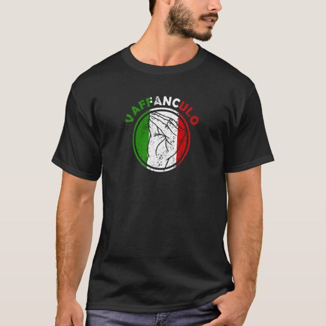 Capisci Vaffanculo Italian Flag Hand Gesture T-Shirt (Front)