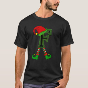 Capital Alphabet Letter F Monogram Christmas Elf F T-Shirt
