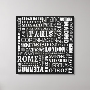 Capital Cities of Europe Canvas Print Wall Art