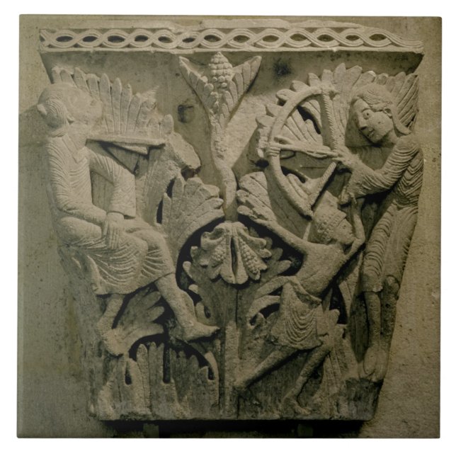Capital depicting a man shooting an arrow into the tile (Front)