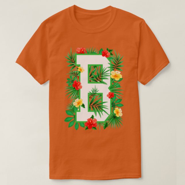 Capital Letter B Alphabet Monogram Initial Flower  T-Shirt (Design Front)