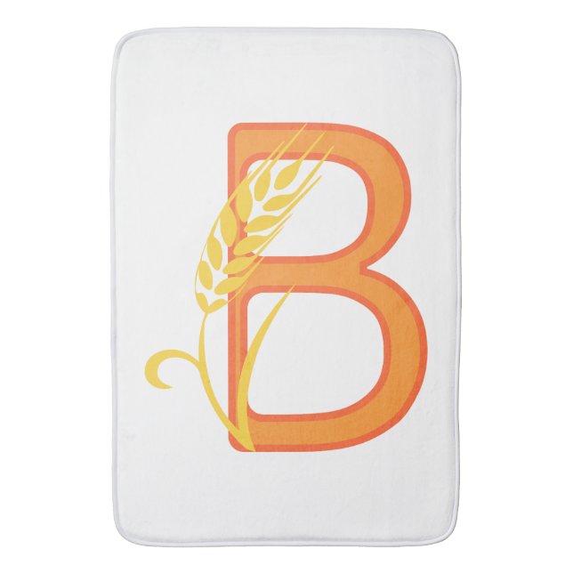 Capital letter B floral monogram Bath Mat (Front Vertical)