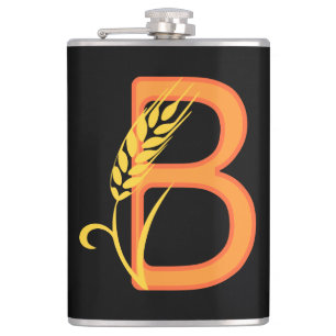 Capital letter B floral monogram Hip Flask