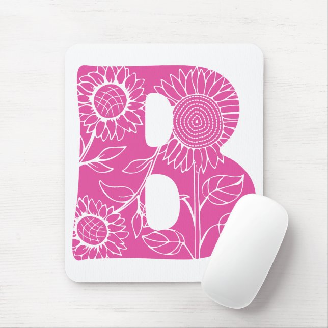 Capital letter B floral monogram Mouse Pad (With Mouse)