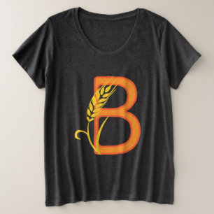 Capital letter B floral monogram Plus Size T-Shirt