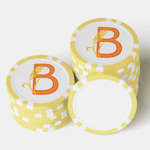 Capital letter B floral monogram Poker Chips