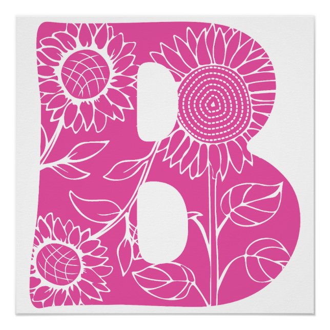 Capital letter B floral monogram Poster (Front)