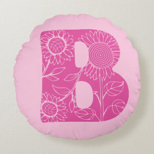 Capital letter B floral monogram Round Cushion