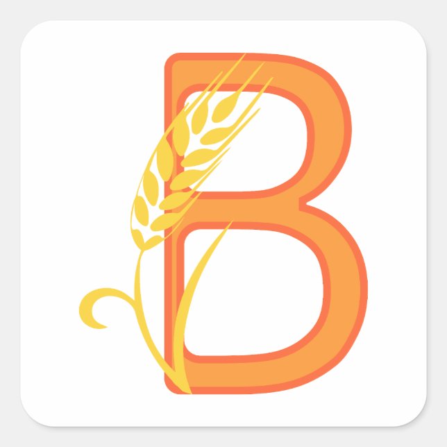 Capital letter B floral monogram Square Sticker (Front)