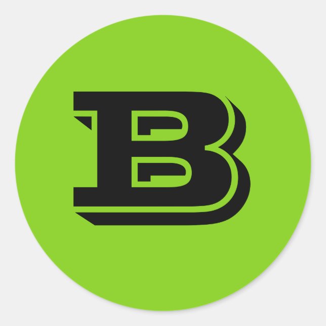 Capital Letter B Yellow Green Stickers by Janz (Front)
